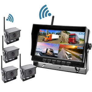 9 inches Digital Wireless Backup 4ch AHD Monitor Kit With DVR Recording Camera For Trucks/Trailers/Buses