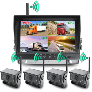 9 inches Digital Wireless Backup 4ch AHD Monitor Kit With DVR Recording Camera For Trucks/Trailers/Buses