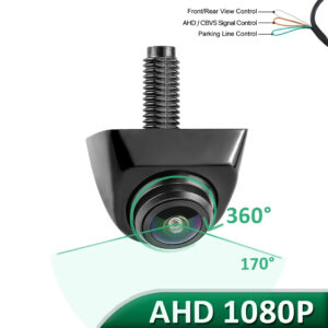 AHD 1080P Vehicle Backup Camera, 360 Degrees Adjustable Fish Eye Lens Night Vision Waterproof Front/ Rear View Camera