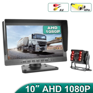 10.1 Inch HD IPS Screen 4Pin/RCA Vehicle Video Monitor With AHD 1920x1080P IR Night Vision Parking Camera For Truck Bus