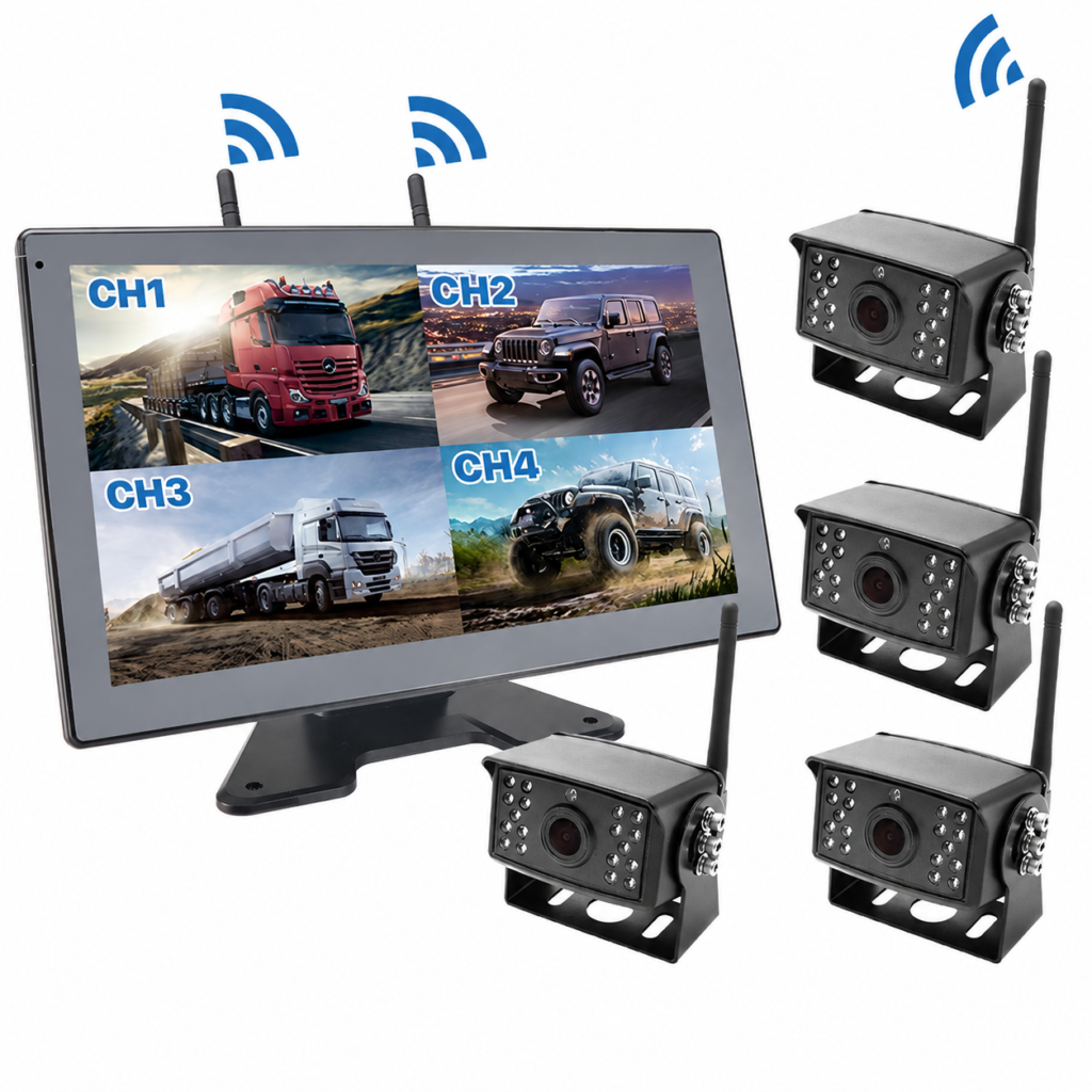 10'' AHD Wireless Touch Screen Digital DVR Recorder Reverse Backup Camera with WiFi Monitor for Truck/Trailer/RV/Pickups/Bus/Car