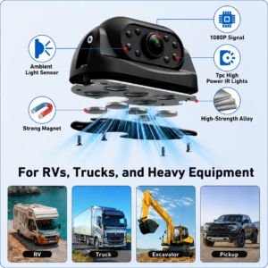 Magnetic 1080P AHD Backup Camera with Exclusive Factory Design Waterproof Adjustable Angle IR Night Vision for Truck Bus